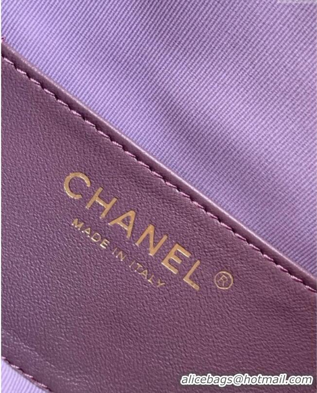 Top Design Chanel 25 Small Handbag in Suede AS5293 Purple Spring-Summer 2025