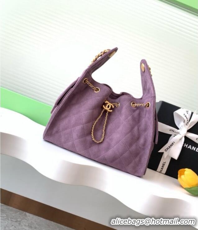 Top Design Chanel 25 Small Handbag in Suede AS5293 Purple Spring-Summer 2025