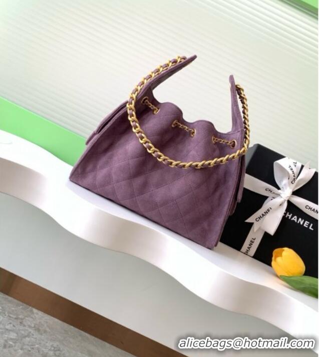 Top Design Chanel 25 Small Handbag in Suede AS5293 Purple Spring-Summer 2025