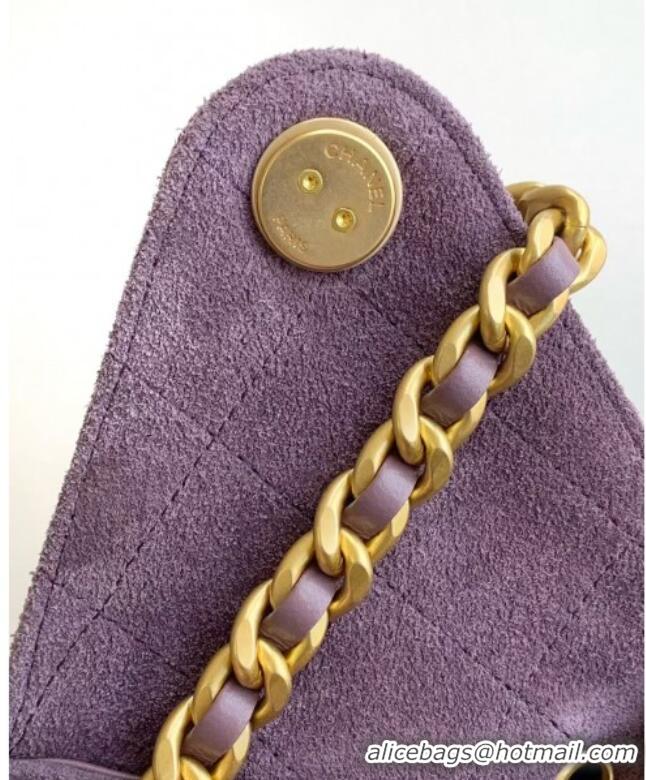 Top Design Chanel 25 Small Handbag in Suede AS5293 Purple Spring-Summer 2025
