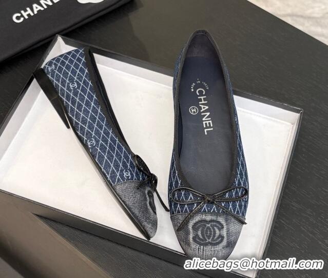 Sophisticated Chanel Quilted Denim Classic Ballet Flats Navy Blue 2025 G02819 0417