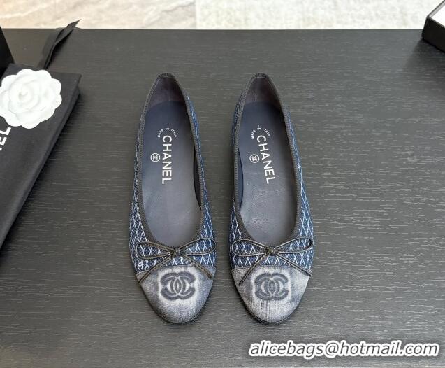 Sophisticated Chanel Quilted Denim Classic Ballet Flats Navy Blue 2025 G02819 0417