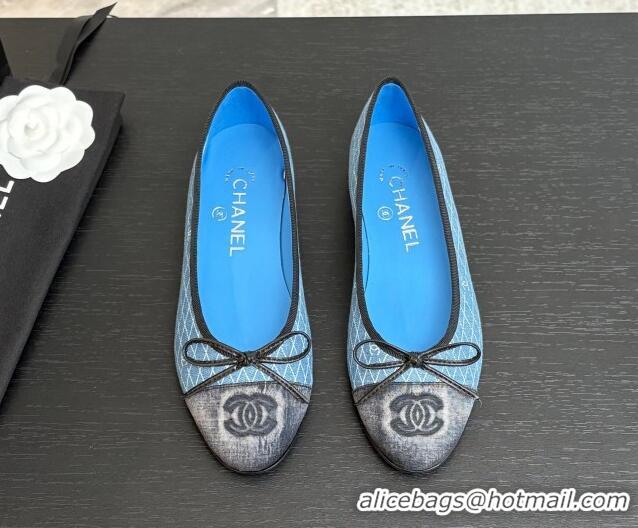 Buy Luxury Chanel Quilted Denim Classic Ballet Flats Light Blue 2025 G02819 0417