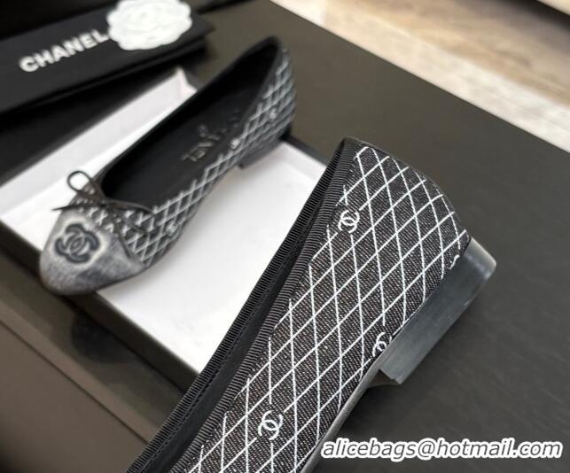 Good Quality Chanel Quilted Denim Classic Ballet Flats Black 2025 G02819 0417