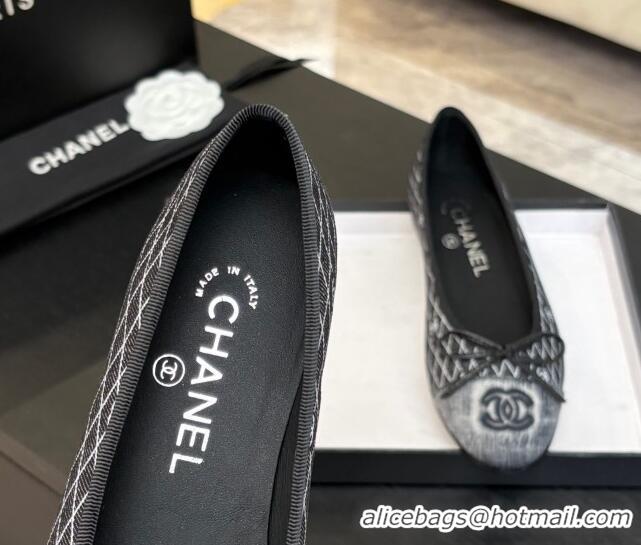 Good Quality Chanel Quilted Denim Classic Ballet Flats Black 2025 G02819 0417