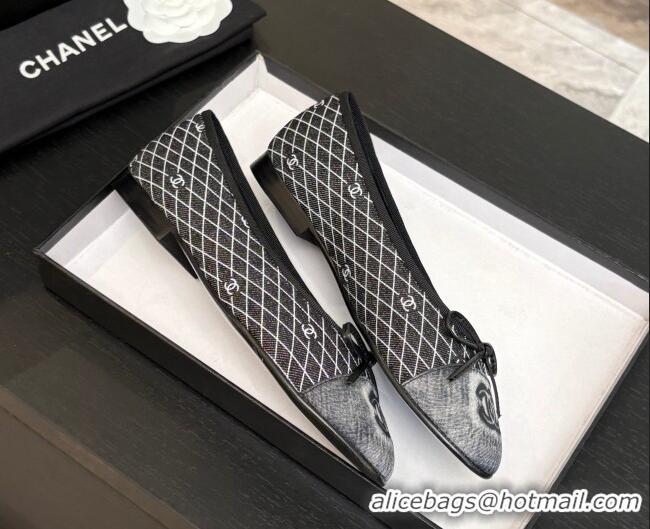 Good Quality Chanel Quilted Denim Classic Ballet Flats Black 2025 G02819 0417