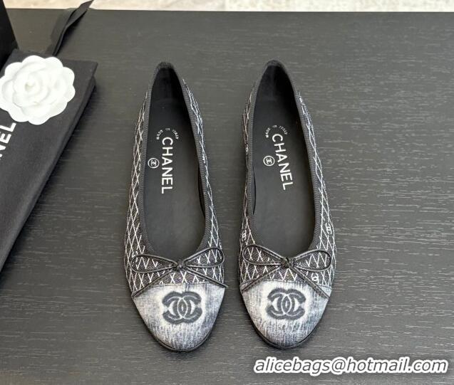 Good Quality Chanel Quilted Denim Classic Ballet Flats Black 2025 G02819 0417