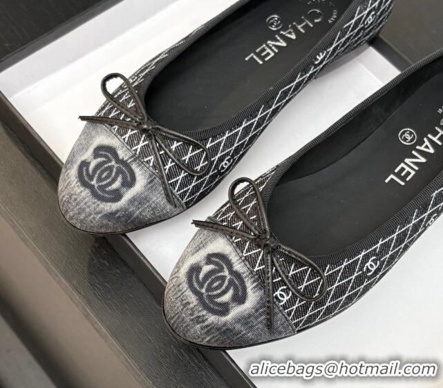 Good Quality Chanel Quilted Denim Classic Ballet Flats Black 2025 G02819 0417
