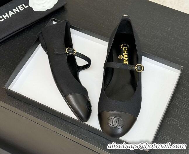 Best Price Chanel Cotton & Lambskin Mary Janes Ballet Flats Black 2025 G46379