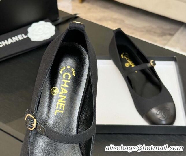 Best Price Chanel Cotton & Lambskin Mary Janes Ballet Flats Black 2025 G46379