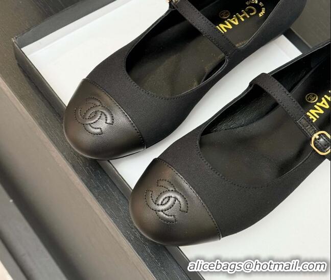 Best Price Chanel Cotton & Lambskin Mary Janes Ballet Flats Black 2025 G46379