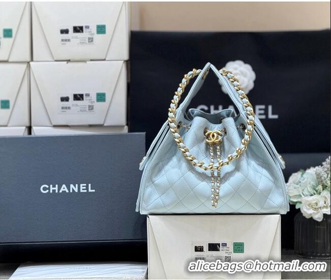 ​Best Price Chanel 25 Small Handbag in Grained Calfskin AS5293 Light Blue Spring-Summer 2025 Top Quality