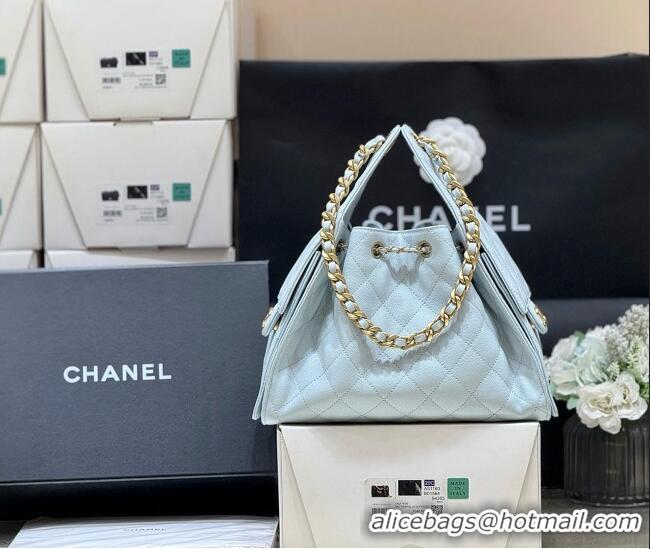 ​Best Price Chanel 25 Small Handbag in Grained Calfskin AS5293 Light Blue Spring-Summer 2025 Top Quality
