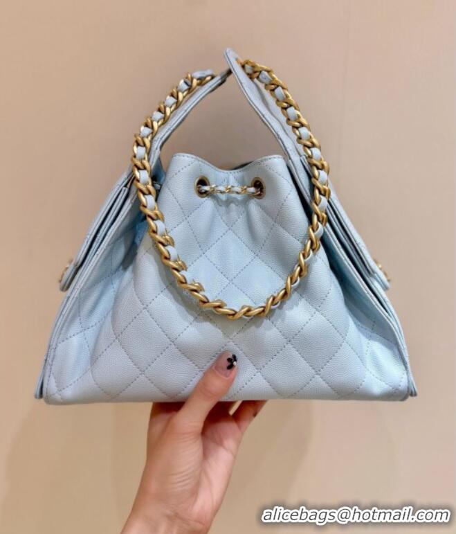 ​Best Price Chanel 25 Small Handbag in Grained Calfskin AS5293 Light Blue Spring-Summer 2025 Top Quality