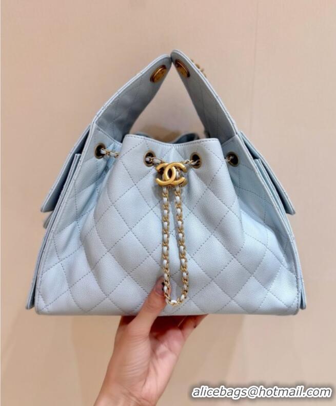 ​Best Price Chanel 25 Small Handbag in Grained Calfskin AS5293 Light Blue Spring-Summer 2025 Top Quality