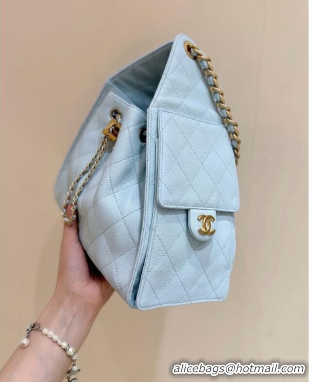 ​Best Price Chanel 25 Small Handbag in Grained Calfskin AS5293 Light Blue Spring-Summer 2025 Top Quality