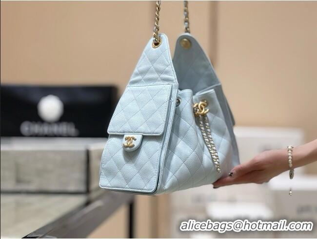 ​Best Price Chanel 25 Small Handbag in Grained Calfskin AS5293 Light Blue Spring-Summer 2025 Top Quality