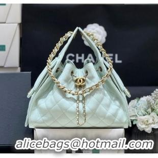 Low Cost Chanel 25 Small Handbag in Grained Calfskin AS5293 Light Green Spring-Summer 2025 Top Quality