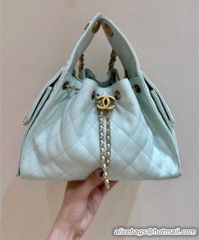 Low Cost Chanel 25 Small Handbag in Grained Calfskin AS5293 Light Green Spring-Summer 2025 Top Quality