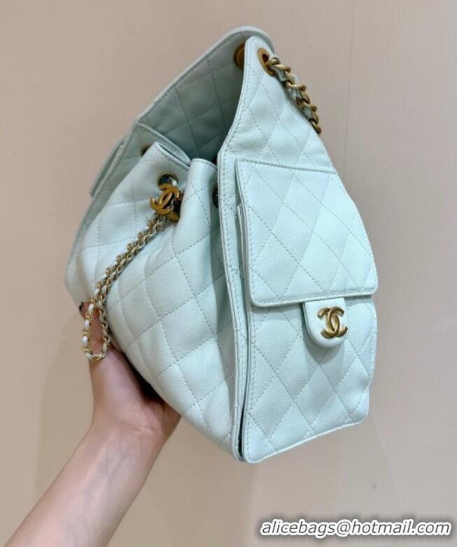 Low Cost Chanel 25 Small Handbag in Grained Calfskin AS5293 Light Green Spring-Summer 2025 Top Quality