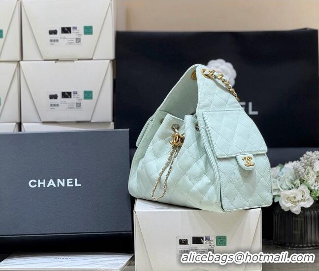 Low Cost Chanel 25 Small Handbag in Grained Calfskin AS5293 Light Green Spring-Summer 2025 Top Quality