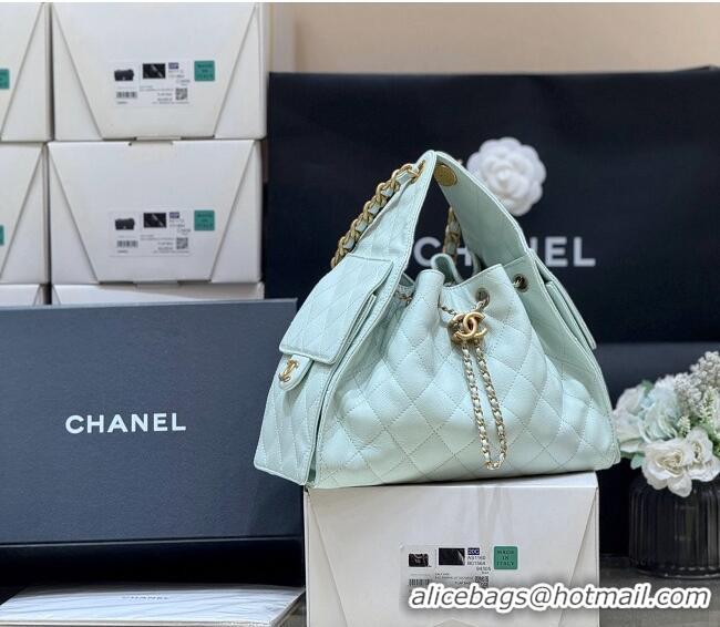 Low Cost Chanel 25 Small Handbag in Grained Calfskin AS5293 Light Green Spring-Summer 2025 Top Quality