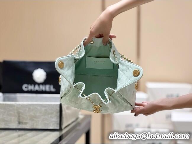 Low Cost Chanel 25 Small Handbag in Grained Calfskin AS5293 Light Green Spring-Summer 2025 Top Quality