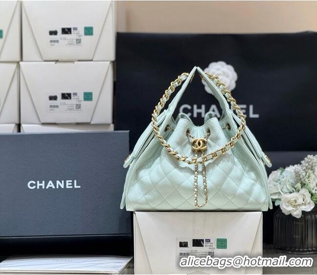 Low Cost Chanel 25 Small Handbag in Grained Calfskin AS5293 Light Green Spring-Summer 2025 Top Quality
