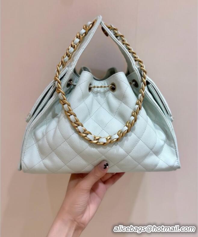 Low Cost Chanel 25 Small Handbag in Grained Calfskin AS5293 Light Green Spring-Summer 2025 Top Quality