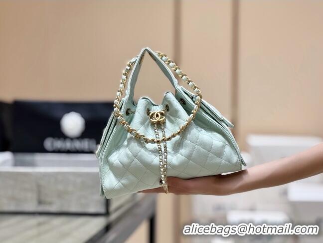 Low Cost Chanel 25 Small Handbag in Grained Calfskin AS5293 Light Green Spring-Summer 2025 Top Quality