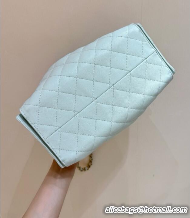 Low Cost Chanel 25 Small Handbag in Grained Calfskin AS5293 Light Green Spring-Summer 2025 Top Quality