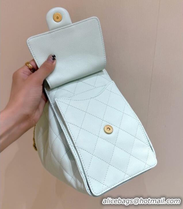 Low Cost Chanel 25 Small Handbag in Grained Calfskin AS5293 Light Green Spring-Summer 2025 Top Quality