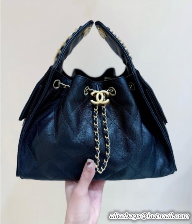 Sophisticated Chanel 25 Small Handbag in Grained Calfskin AS5293 Black Spring-Summer 2025 Top Quality