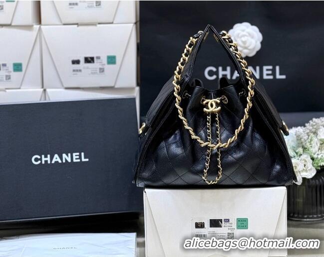 Sophisticated Chanel 25 Small Handbag in Grained Calfskin AS5293 Black Spring-Summer 2025 Top Quality