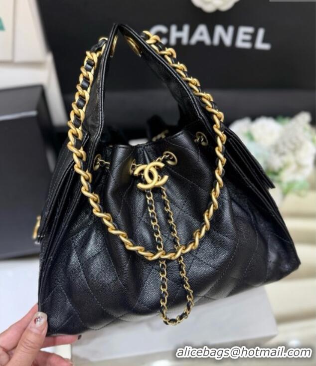 Sophisticated Chanel 25 Small Handbag in Grained Calfskin AS5293 Black Spring-Summer 2025 Top Quality