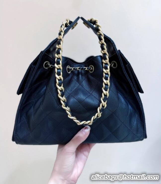 Sophisticated Chanel 25 Small Handbag in Grained Calfskin AS5293 Black Spring-Summer 2025 Top Quality