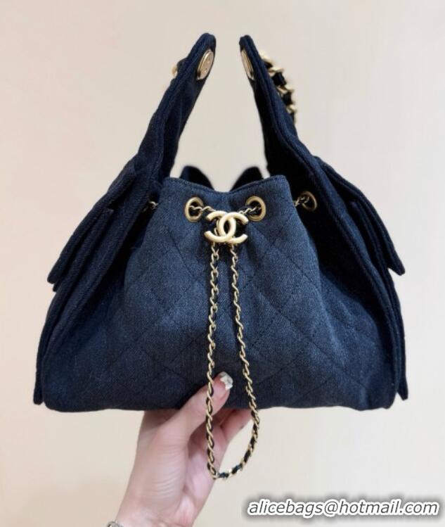 Discount Chanel 25 Small Handbag in Deep Blue Denim AS5293 Spring-Summer 2025 Top Quality