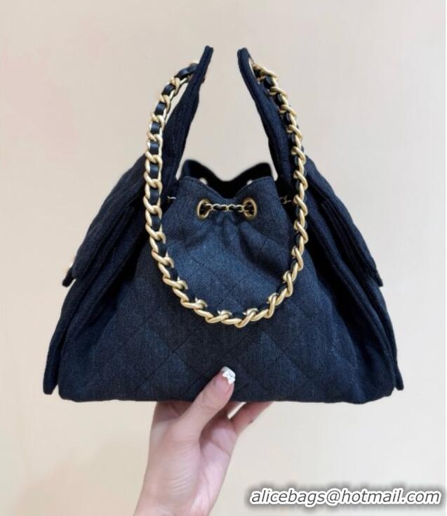 Discount Chanel 25 Small Handbag in Deep Blue Denim AS5293 Spring-Summer 2025 Top Quality
