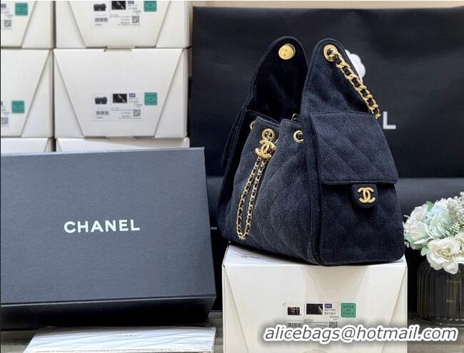 Discount Chanel 25 Small Handbag in Deep Blue Denim AS5293 Spring-Summer 2025 Top Quality