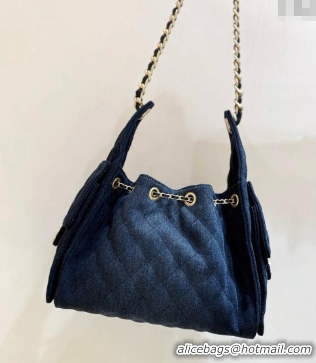 Discount Chanel 25 Small Handbag in Deep Blue Denim AS5293 Spring-Summer 2025 Top Quality