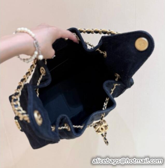 Discount Chanel 25 Small Handbag in Deep Blue Denim AS5293 Spring-Summer 2025 Top Quality