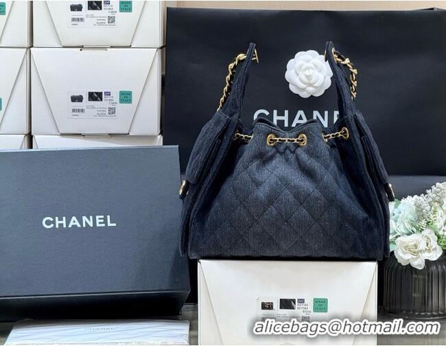 Discount Chanel 25 Small Handbag in Deep Blue Denim AS5293 Spring-Summer 2025 Top Quality