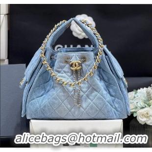 Best Price Chanel 25 Small Handbag in Light Blue Denim AS5293 Spring-Summer 2025 Top Quality