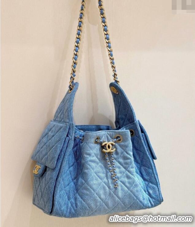 Best Price Chanel 25 Small Handbag in Light Blue Denim AS5293 Spring-Summer 2025 Top Quality