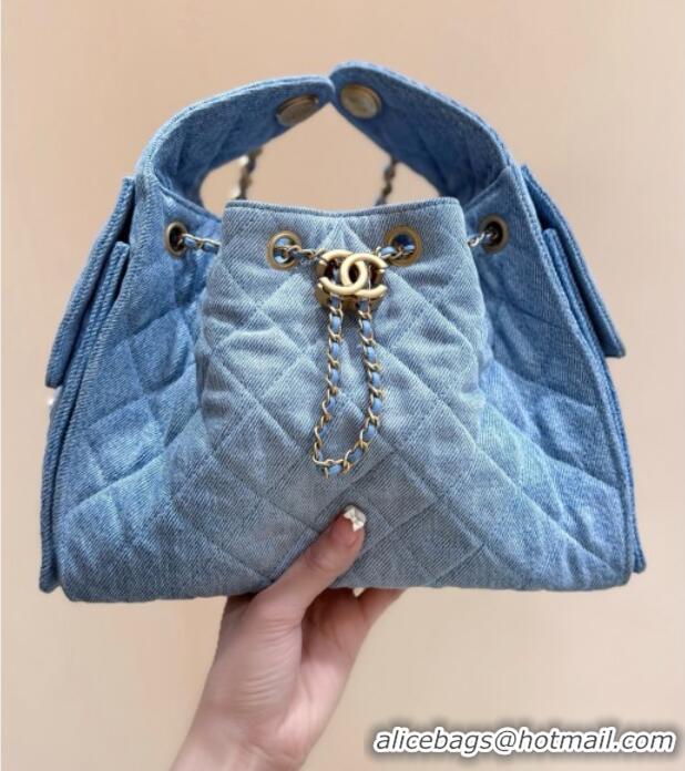 Best Price Chanel 25 Small Handbag in Light Blue Denim AS5293 Spring-Summer 2025 Top Quality