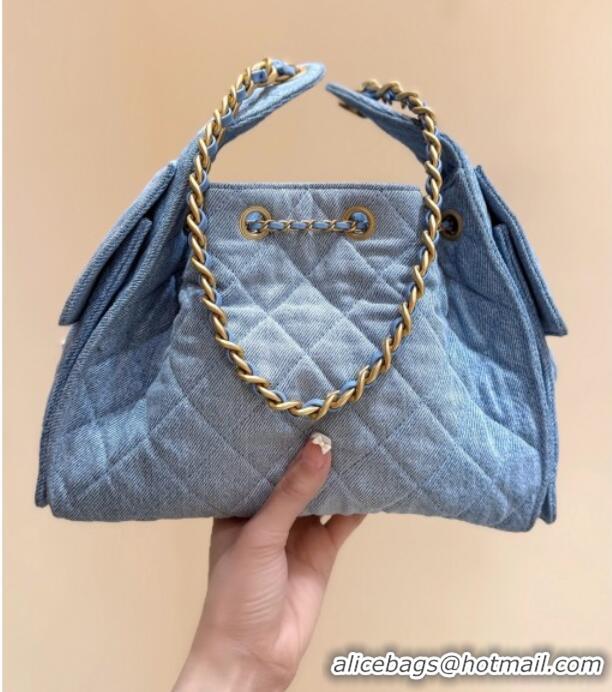 Best Price Chanel 25 Small Handbag in Light Blue Denim AS5293 Spring-Summer 2025 Top Quality