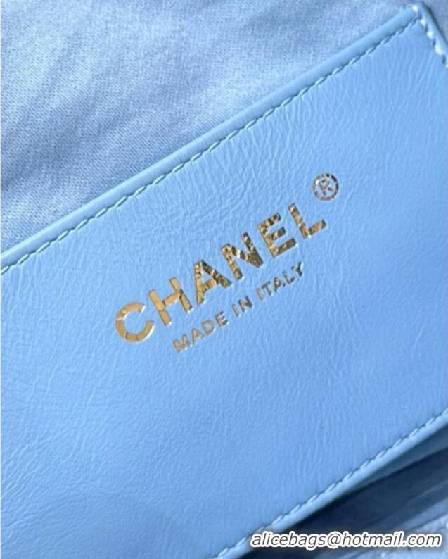 Best Price Chanel 25 Small Handbag in Light Blue Denim AS5293 Spring-Summer 2025 Top Quality