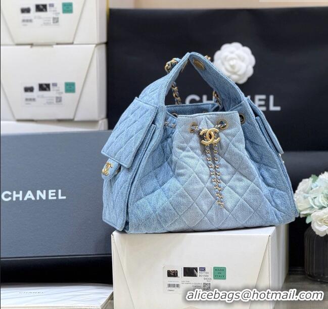 Best Price Chanel 25 Small Handbag in Light Blue Denim AS5293 Spring-Summer 2025 Top Quality