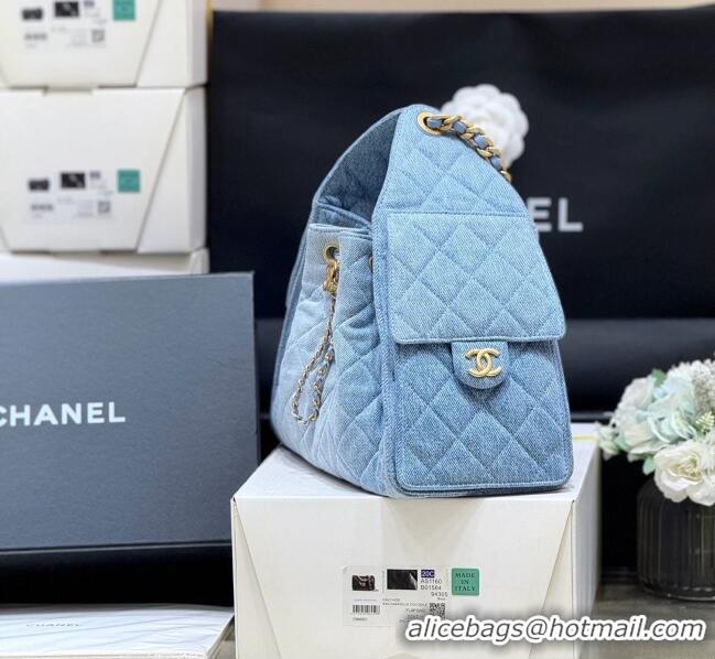 Best Price Chanel 25 Small Handbag in Light Blue Denim AS5293 Spring-Summer 2025 Top Quality