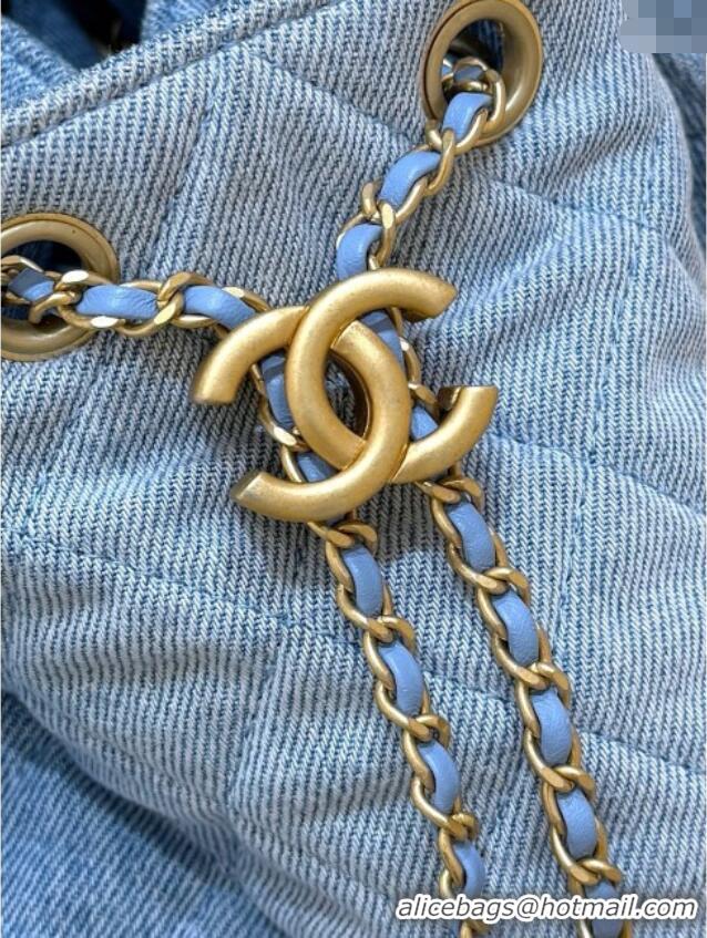 Best Price Chanel 25 Small Handbag in Light Blue Denim AS5293 Spring-Summer 2025 Top Quality
